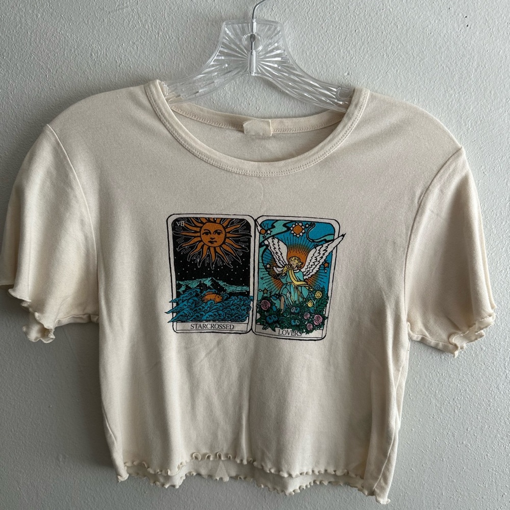 Urban Outfitters Starcrossed Lovers Tarot Cards Crop Top Size LG